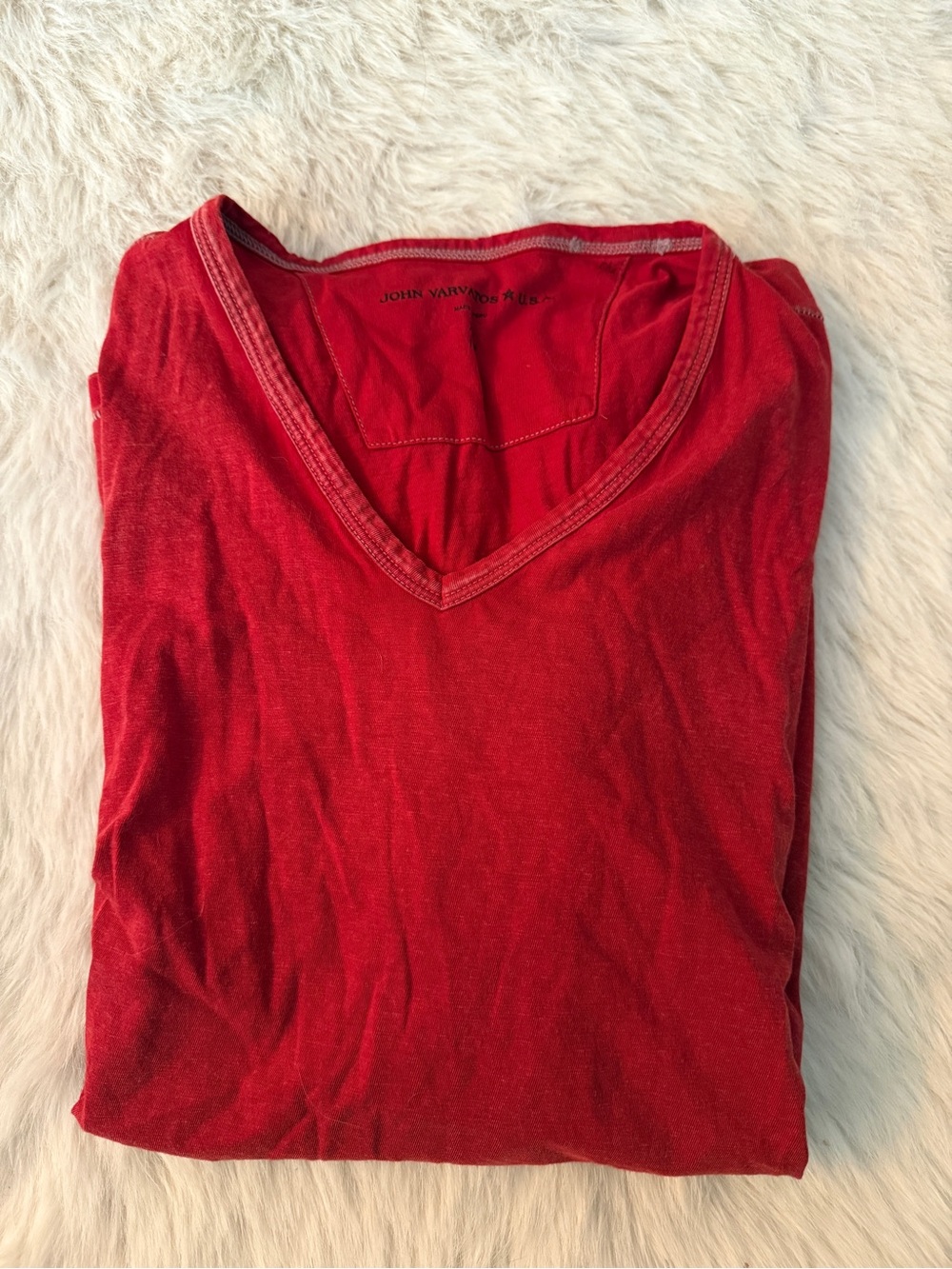 John Varvatos Red V-Neck Tee XL